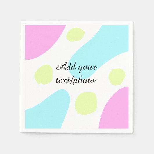 Abstract geometric shapes pastel add name photo ba serviette (Vorderseite)