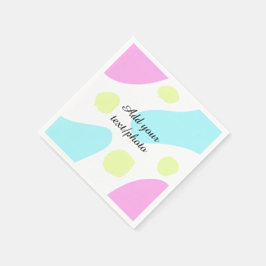 Abstract geometric shapes pastel add name photo ba serviette (Ecke)