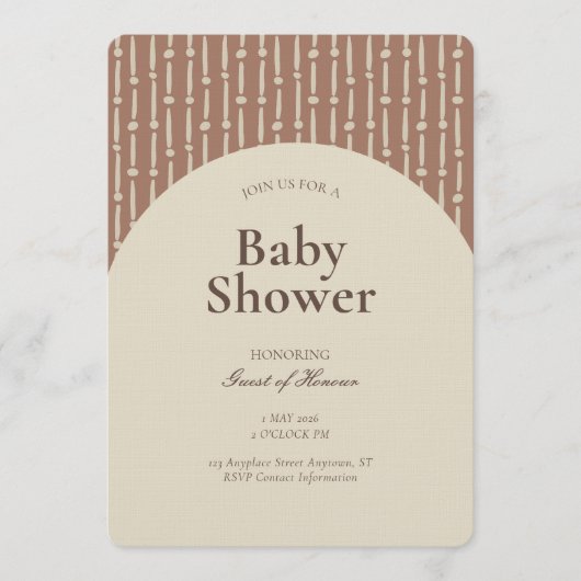 Abstract Geometric Stripe Gender Neutral Brown Einladung (Vorderseite)