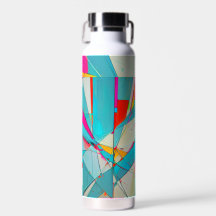 Abstract Geometric Water Bottle Art