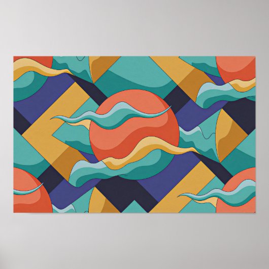 Abstract Geometric Waves Poster (Vorne)