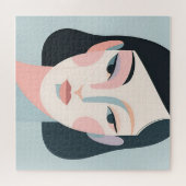 Abstract Geometric Woman Portrait Minimalist Puzzle (Horizontal)