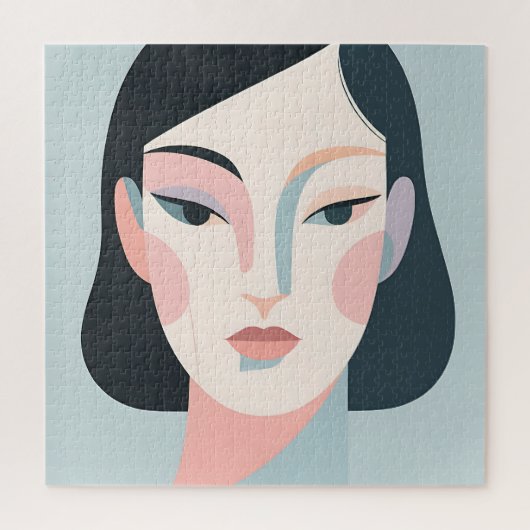 Abstract Geometric Woman Portrait Minimalist Puzzle (Vertikal)