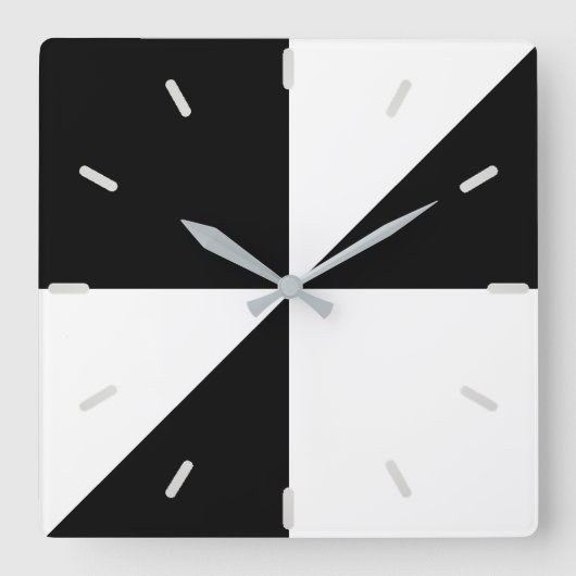Abstract Geometrical Shapes on Black and White Quadratische Wanduhr (Vorderseite)