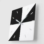 Abstract Geometrical Shapes on Black and White Quadratische Wanduhr (Winkel)