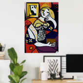 Abstract Girl on Cell Phone Poster (Heimbüro)