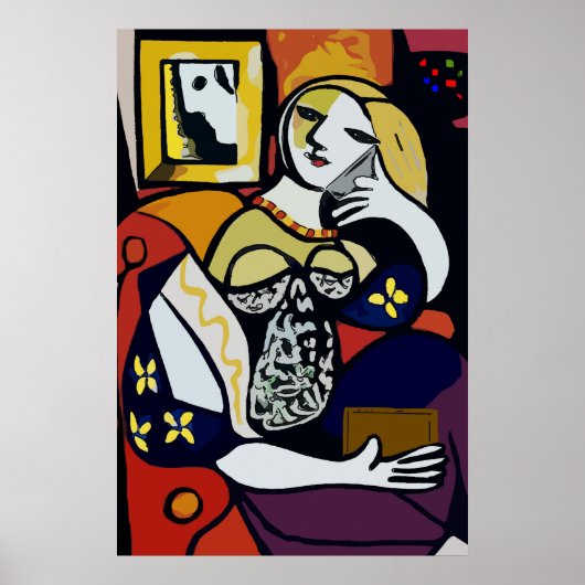Abstract Girl on Cell Phone Poster (Vorne)