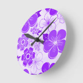 Abstract girly purple flowers runde wanduhr (Winkel)