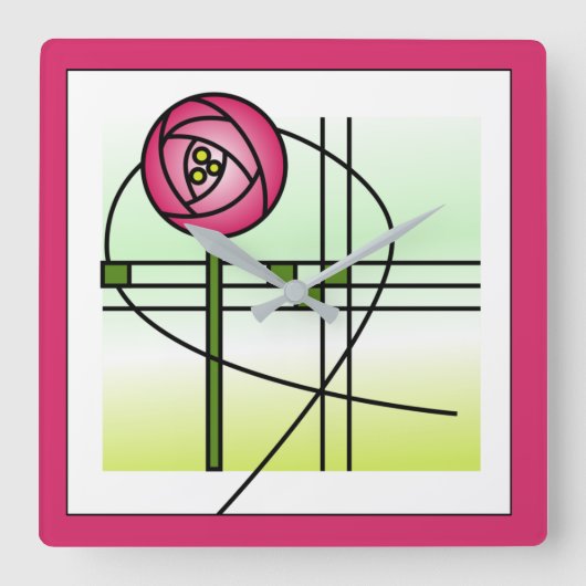 Abstract Glasgow Rose Quadratische Wanduhr (Vorderseite)