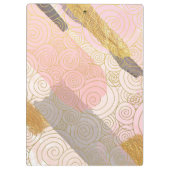 Abstract Gold Stripes and Pink Swirls Personalised Klemmbrett (Rückseite)