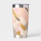 Abstract Gold Stripes and Pink Swirls Personalised Thermobecher (Links)