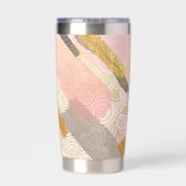 Abstract Gold Stripes and Pink Swirls Personalised Thermobecher (Rückseite)