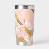 Abstract Gold Stripes and Pink Swirls Personalised Thermobecher (Rechts)