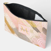 Abstract Gold Stripes and Pink Swirls Personalised Zubehörtasche (Offen)