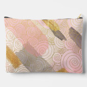 Abstract Gold Stripes and Pink Swirls Personalised Zubehörtasche (Rückseite)