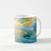 Abstract Golden Lotus Floating Flowers Kaffeetasse (VorderseiteRechts)