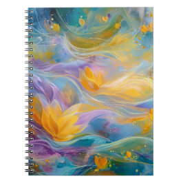 Abstract Golden Lotus Floating Flowers Notizblock