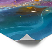 Abstract Golden Lotus Floating Flowers  Poster (Ecke)