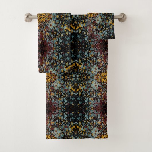 Abstract Graffiti Splatter Painting Art On Black Badhandtuch Set (Insitu)