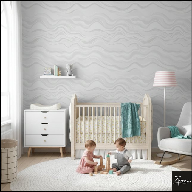 Abstract Gray White Wavy Seamless Pattern Tapete (Von Creator hochgeladen)