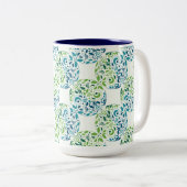 Abstract Green And Blue Pattern Zweifarbige Tasse (VorderseiteRechts)