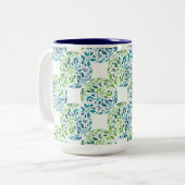 Abstract Green And Blue Pattern Zweifarbige Tasse (Vorderseite Links)