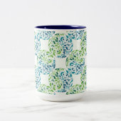 Abstract Green And Blue Pattern Zweifarbige Tasse (Mittel)