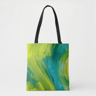 Abstract Green Brushstroke Tote Bag – Modern Artis Tasche