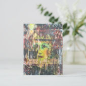 Abstract Green Face Mixed Media Collage Postkarte (Stehend Vorderseite)