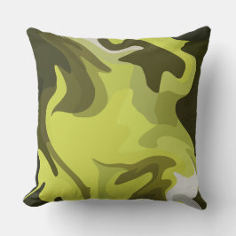 Abstract Green Fluid Art with Dark Accents Kissen