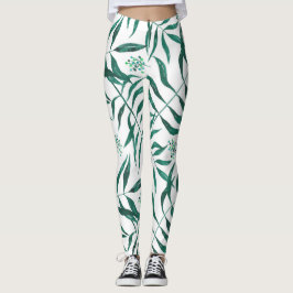 Abstract Green Foliage Leggings