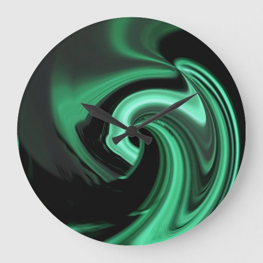 Abstract Green Heart Wall Clock Große Wanduhr (Vorderseite)