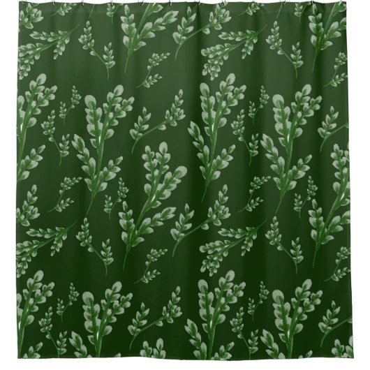 Abstract Green Leafy Pattern Duschvorhang (Vorderseite)