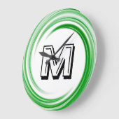 Abstract Green Swirl Monogram Große Wanduhr (Winkel)