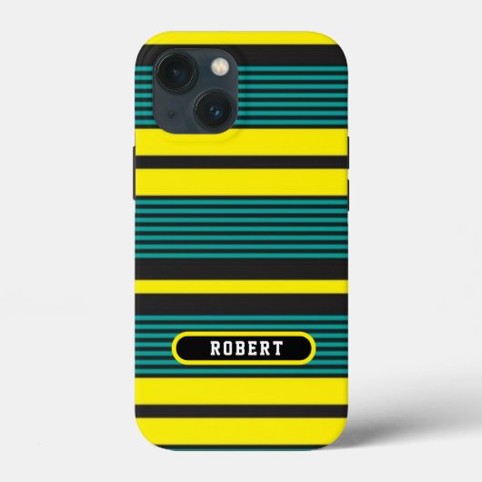 Abstract green yelloe retro stripes Case-Mate iPhone hülle (Rückseite)