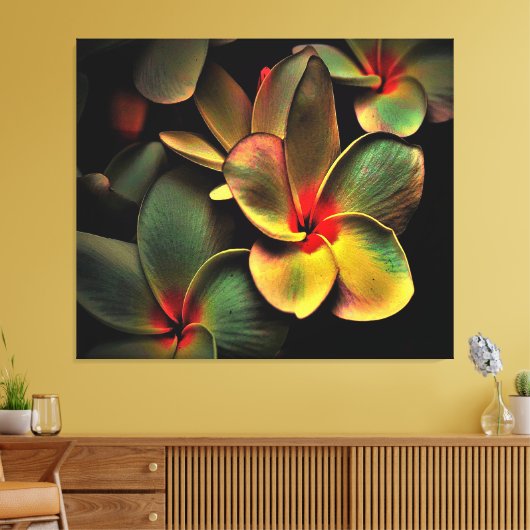 Abstract Green Yellow Red Fractal Art Flower Leinwanddruck (Insitu (Wohnzimmer))