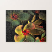 Abstract Green Yellow Red Fractal Art Flower Puzzle (Horizontal)