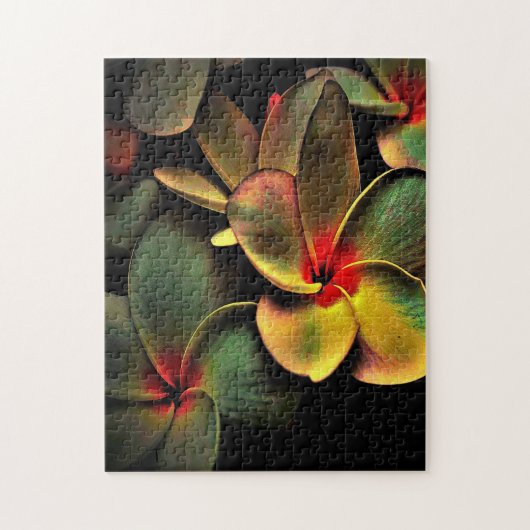 Abstract Green Yellow Red Fractal Art Flower Puzzle (Vertikal)