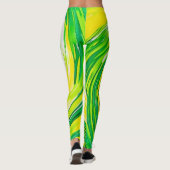 Abstract Green Yellow Spiral Art Leggings (Rückseite)