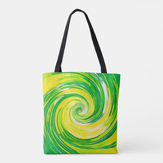 Abstract Green Yellow Spiral Art Tasche (Rückseite)