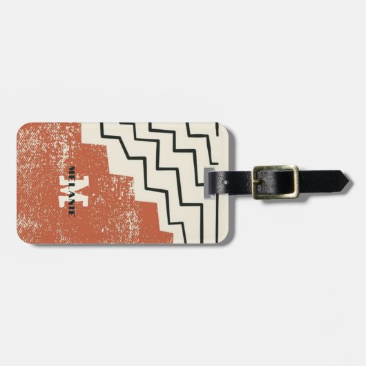 Abstract grunge aesthetic 20s minimal Monogram Gepäckanhänger (Vorderseite horizontal)