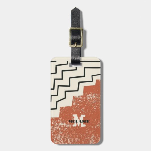 Abstract grunge aesthetic 20s minimal Monogram Gepäckanhänger (Vorderseite vertikal)