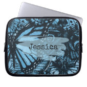 Abstract Grunge Blue Butterfly Art Personalised Laptopschutzhülle (Vorderseite)