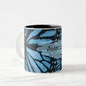 Abstract Grunge Blue Butterfly Art Personalised Zweifarbige Tasse (Vorderseite Links)