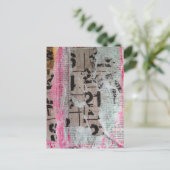 Abstract Grunge Numbers mixed media collage  Postkarte (Stehend Vorderseite)