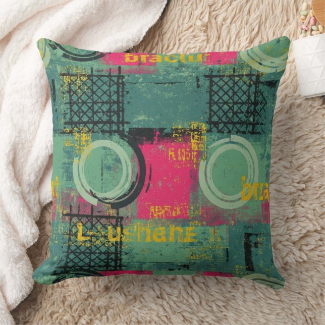 Abstract Grunge Pattern with Geometric Shapes (1) Kissen (Decke)