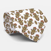 Abstract Hamsa Amulet (Hand of Fatima) Pattern Krawatte (Gerollt)