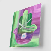 Abstract Hamsa Wall Clock Quadratische Wanduhr (Winkel)