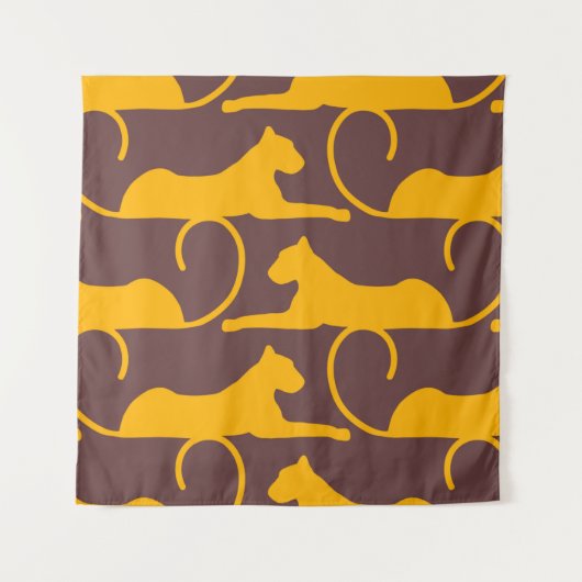 Abstract Hand Drawing Leopard Cheetah Panther Cat Wandteppich (Vorderseite)
