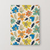 Abstract Hand-Drawn Boho Floral Pattern Button (Vorderseite)